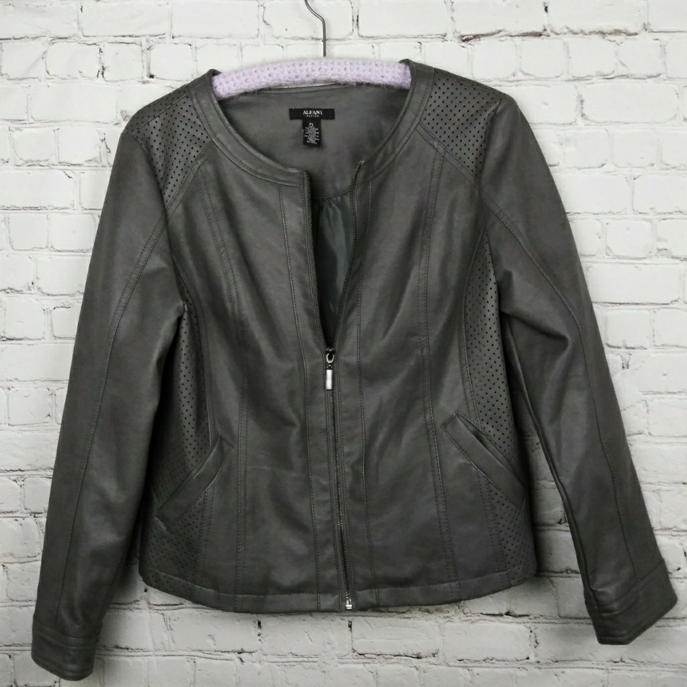 Alfani Petite Feux Leather Jacket